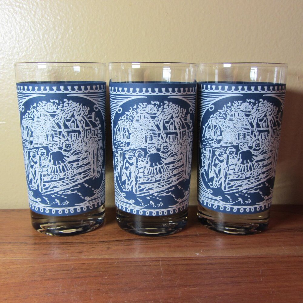 10 oz royal china currier & ives juice glasses - set of 3 (W4729)